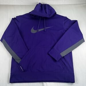Nike Therma Fit Hoodie Mens Medium Purple Big Swoosh Pullover Athletic